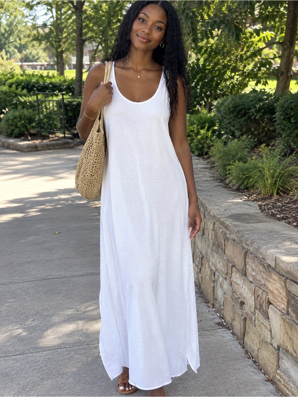 Zara White Sleeveless Maxi Dress - Lightweight Summer Dress size S